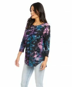 Karen Kane Clothing Tie-Dye Burnout Shirttail Top