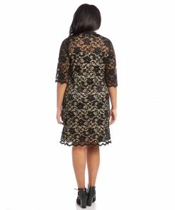 Karen Kane Plus Size V-Neck Scallop Lace Dress