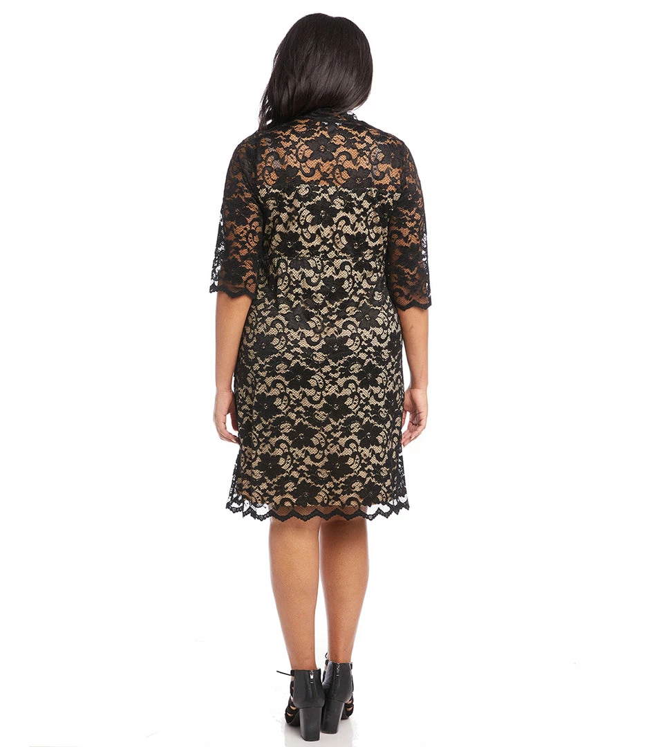 Karen Kane Plus Size V-Neck Scallop Lace Dress