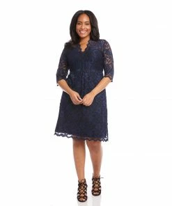 Karen Kane Plus Size V-Neck Scallop Lace Dress