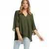 Karen Kane Bracelet Sleeve Asymmetric Top Clothing
