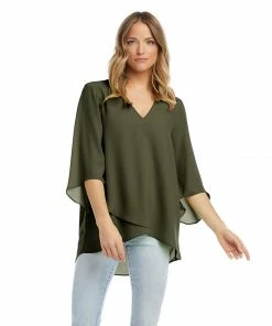 Karen Kane Bracelet Sleeve Asymmetric Top Clothing