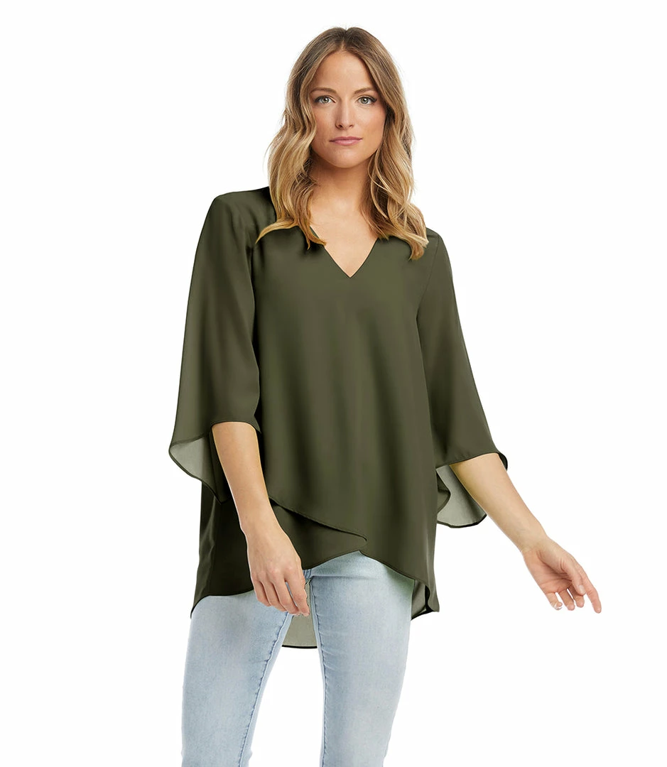 Karen Kane Bracelet Sleeve Asymmetric Top Clothing