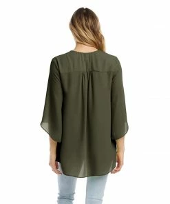 Karen Kane Bracelet Sleeve Asymmetric Top Clothing