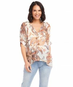 Karen Kane Short Sleeve Peasant Top Clothing