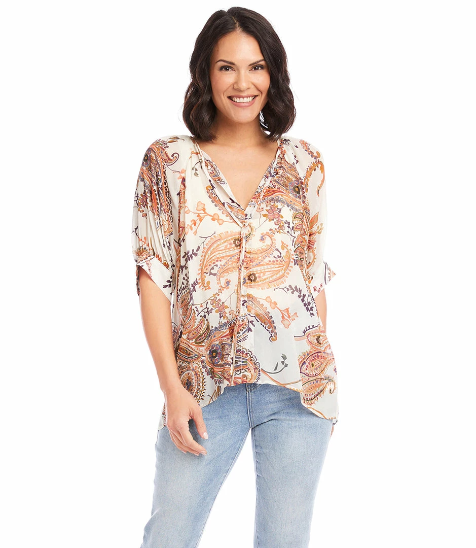 Karen Kane Short Sleeve Peasant Top Clothing