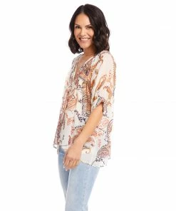 Karen Kane Short Sleeve Peasant Top Clothing