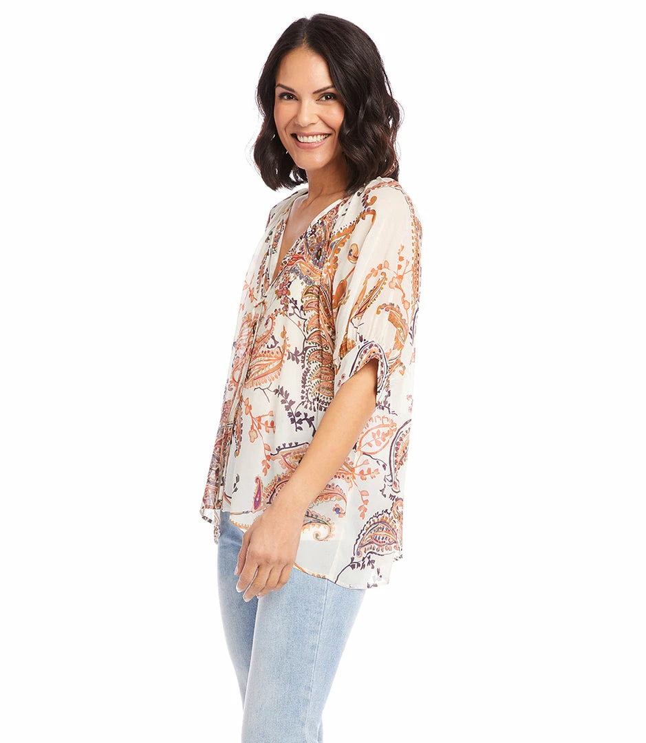 Karen Kane Short Sleeve Peasant Top Clothing