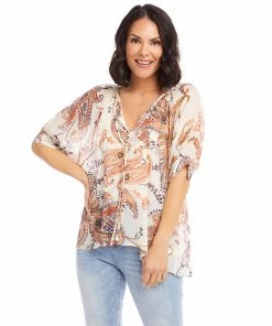 Karen Kane Short Sleeve Peasant Top Clothing