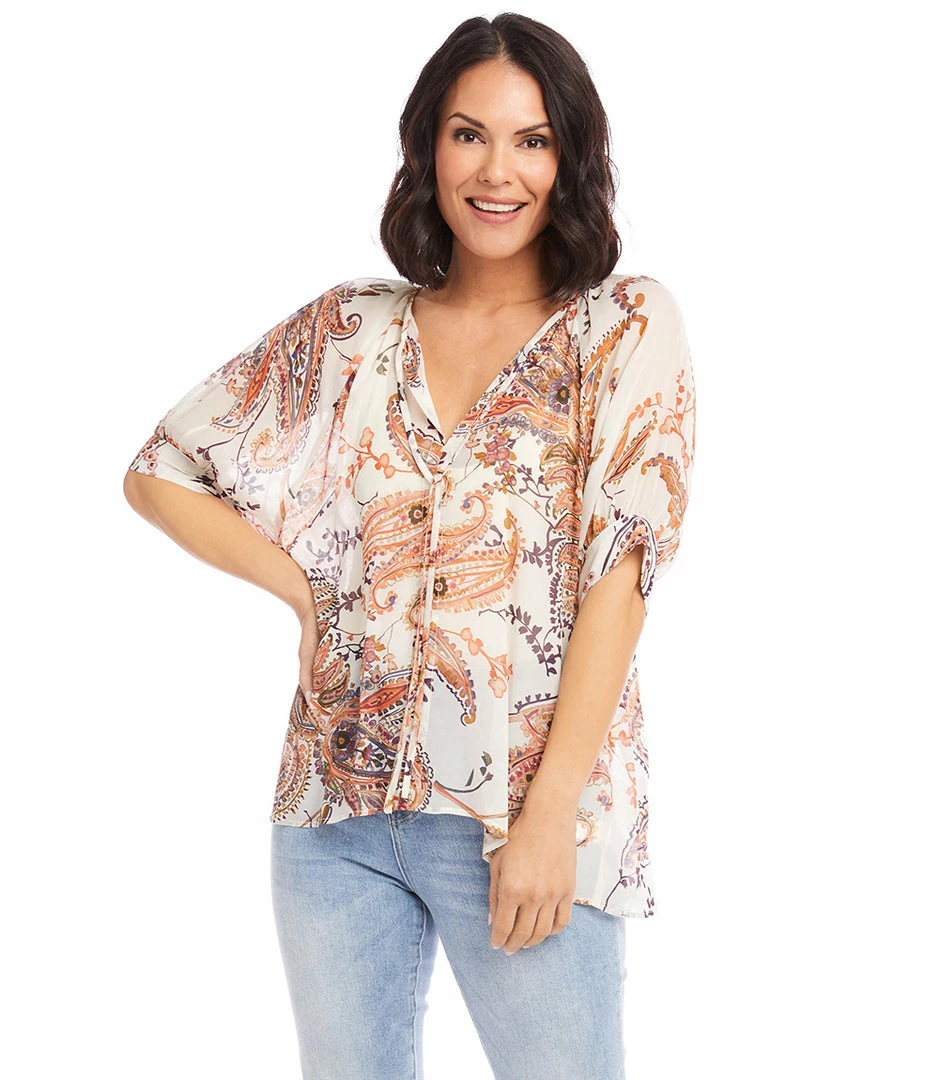 Karen Kane Short Sleeve Peasant Top Clothing