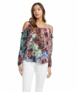 Karen Kane Cold Shoulder Ruffle Top Clothing