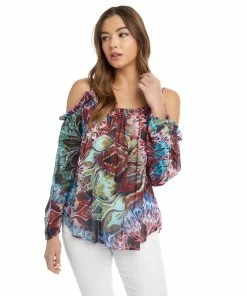 Karen Kane Cold Shoulder Ruffle Top Clothing