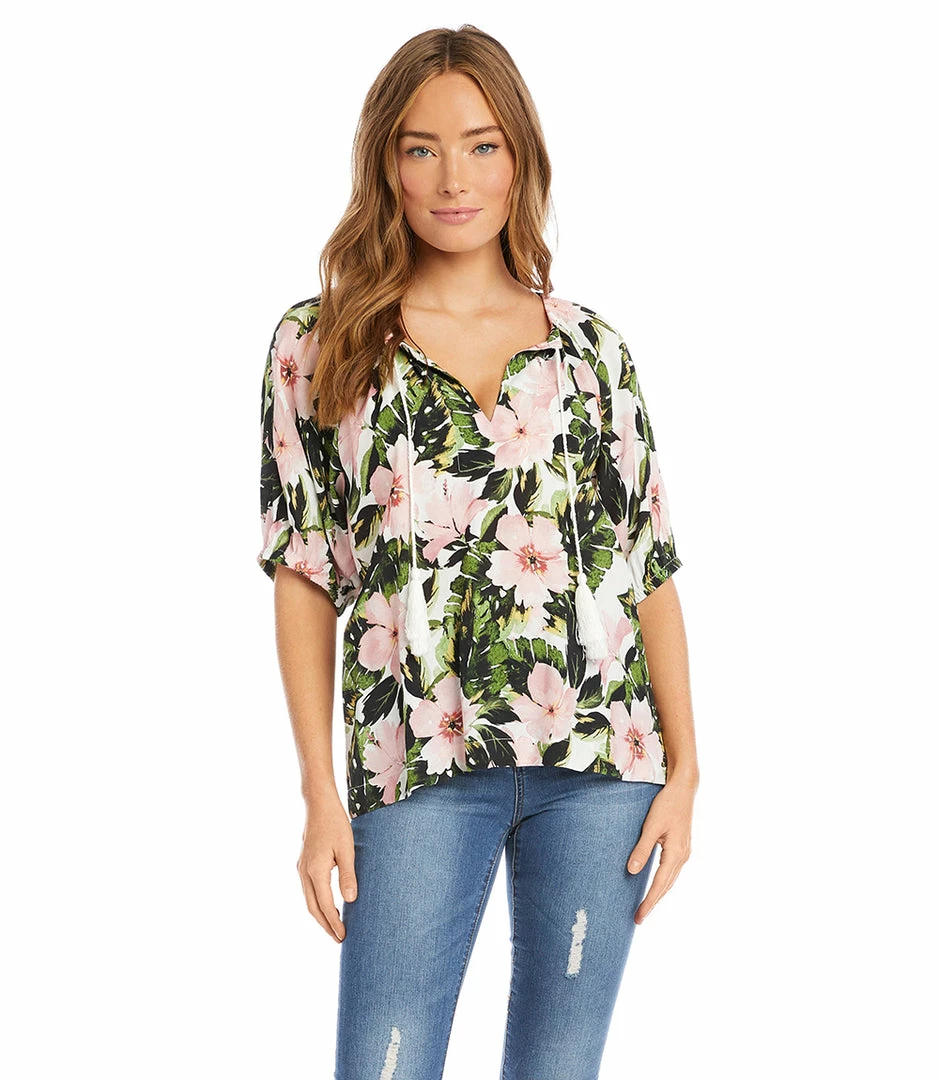 Karen Kane Clothing Short Sleeve Peasant Top