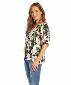 Karen Kane Clothing Petite Size Short Sleeve Peasant Top