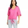 Karen Kane Petite Size Flutter Sleeve Tie-Front Top