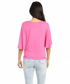 Karen Kane Petite Size Flutter Sleeve Tie-Front Top