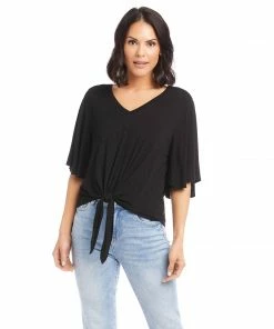 Karen Kane Clothing Flutter Sleeve Tie-Front Top