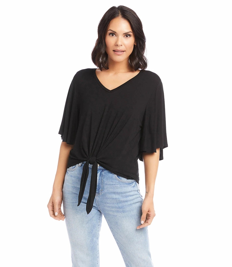 Karen Kane Clothing Flutter Sleeve Tie-Front Top