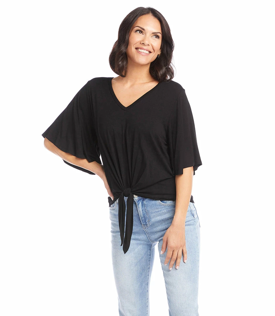 Karen Kane Clothing Flutter Sleeve Tie-Front Top