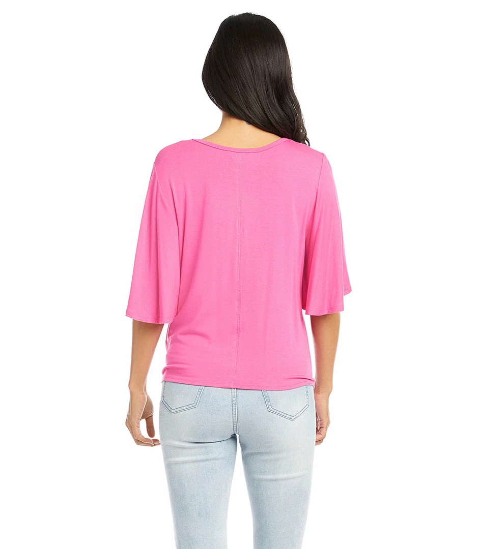 Karen Kane Flutter Sleeve Tie-Front Top Clothing