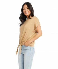 Karen Kane Tops Petite Size Boatneck Tie Front Top
