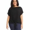 Karen Kane Plus Size Boatneck Tie Front Top Tops