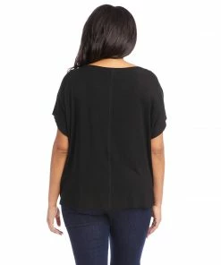 Karen Kane Plus Size Boatneck Tie Front Top Tops