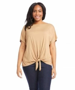 Karen Kane Tops Plus Size Boatneck Tie Front Top