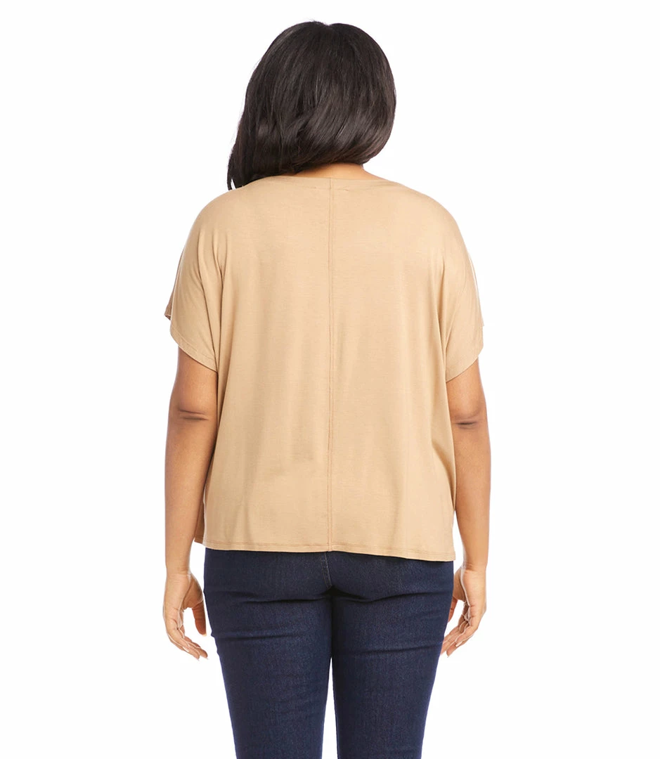 Karen Kane Tops Plus Size Boatneck Tie Front Top