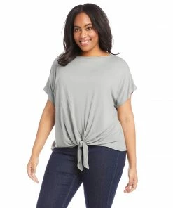 Karen Kane Plus Size Boatneck Tie Front Top