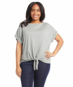 Karen Kane Plus Size Boatneck Tie Front Top