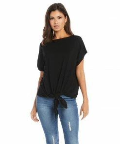 Karen Kane Tops Boatneck Tie Front Top