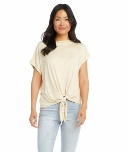 Karen Kane Boatneck Tie Front Top Tops