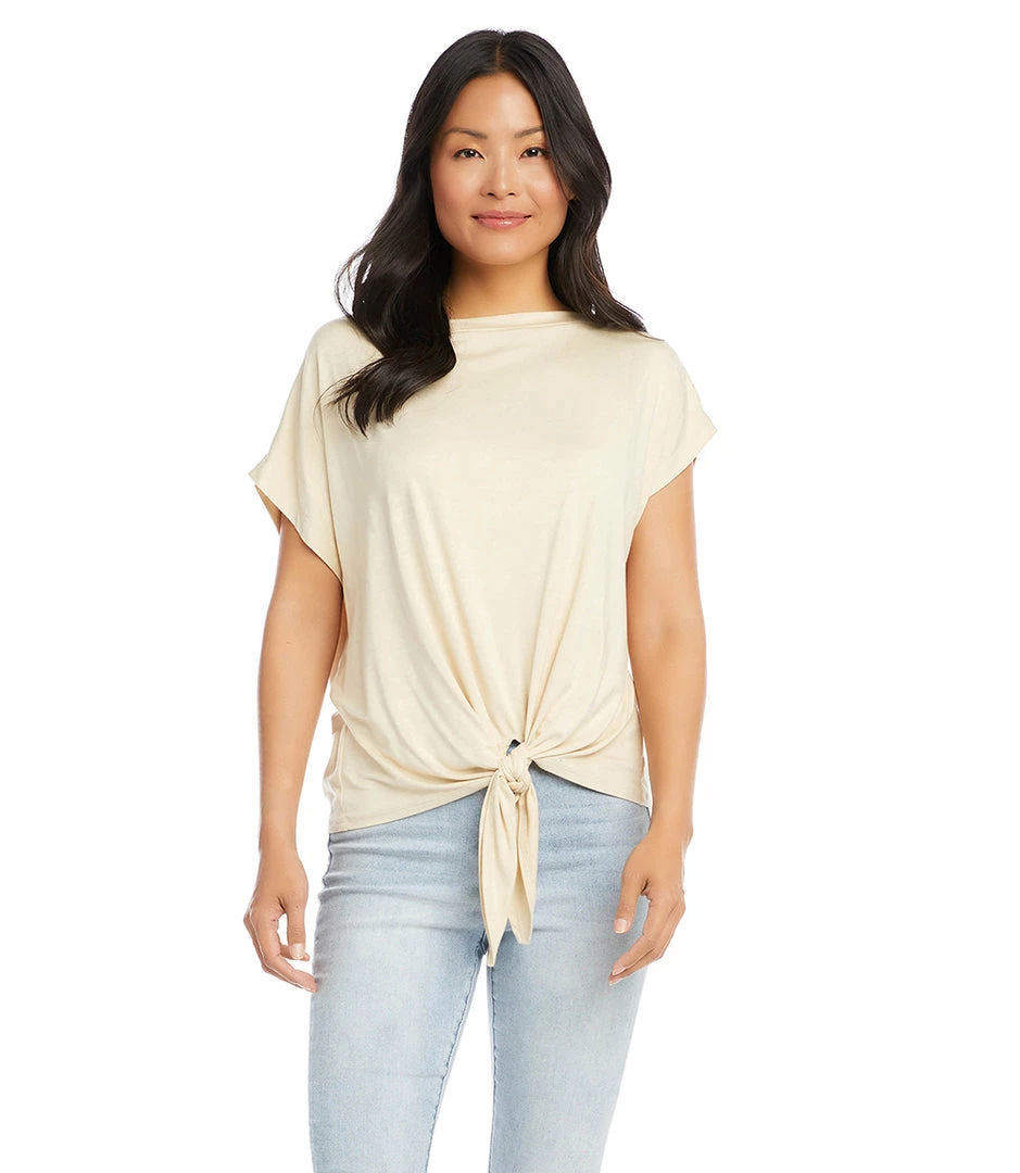 Karen Kane Boatneck Tie Front Top Tops