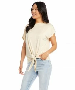 Karen Kane Boatneck Tie Front Top Tops