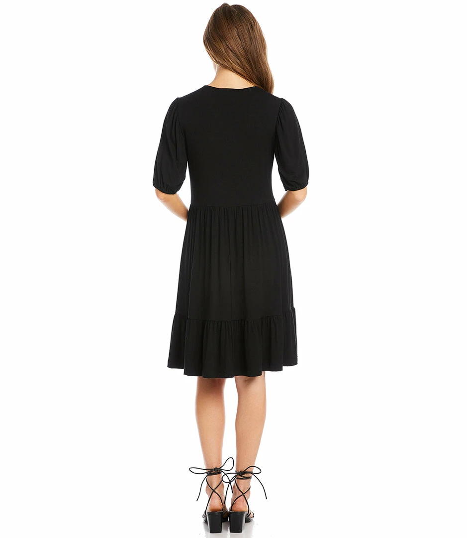 Karen Kane Petite Size Poof Sleeve Tiered Dress Clothing