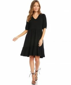 Karen Kane Poof Sleeve Tiered Dress