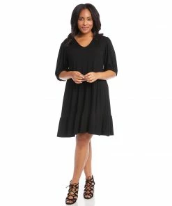 Karen Kane Plus Size Poof Sleeve Tiered Dress