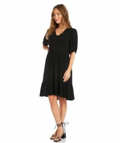 Karen Kane Poof Sleeve Tiered Dress