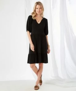 Karen Kane Poof Sleeve Tiered Dress
