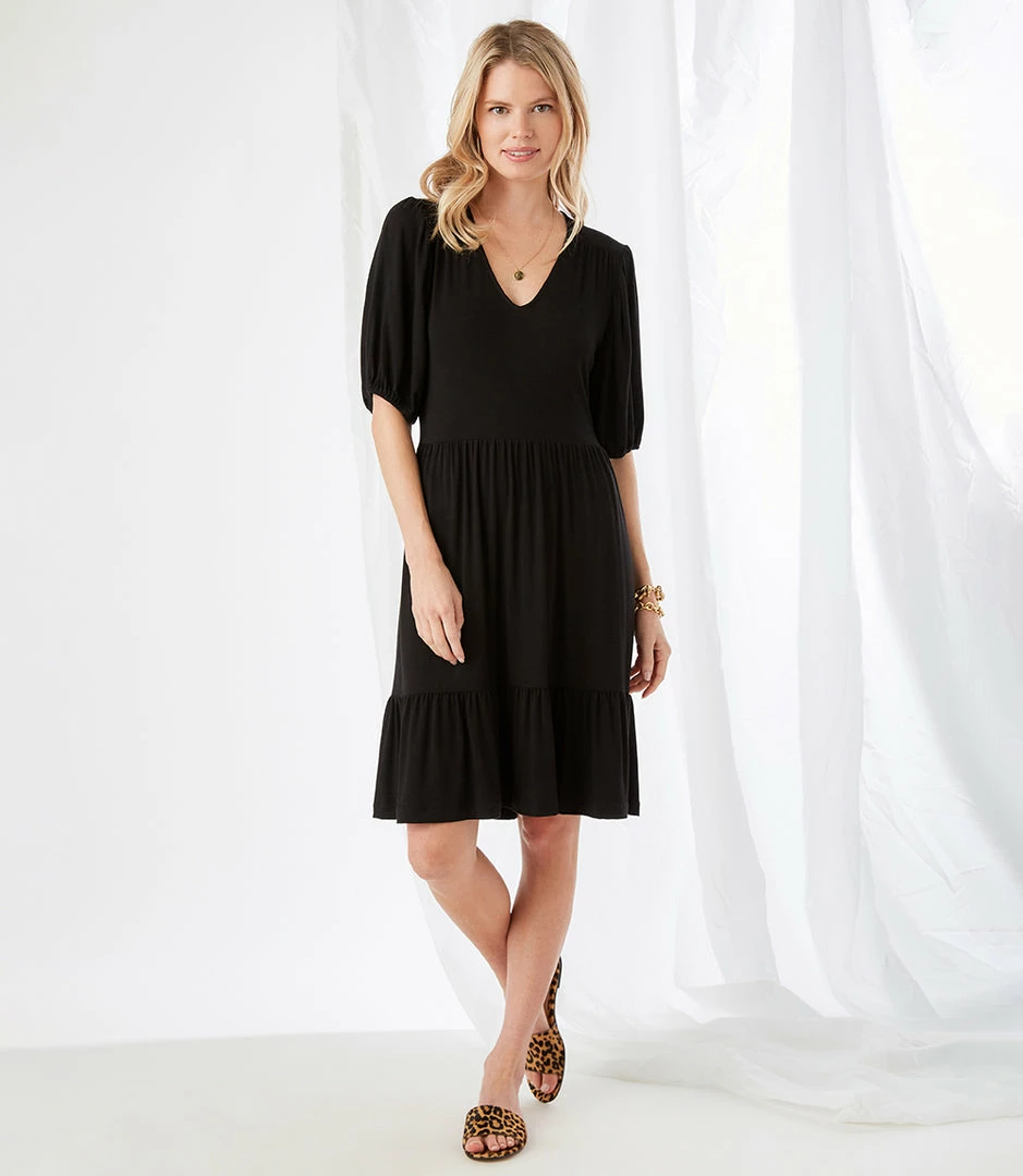 Karen Kane Poof Sleeve Tiered Dress