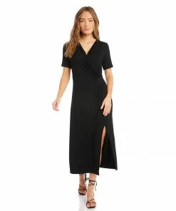 Karen Kane Petite Size Faux Wrap Midi Dress Clothing