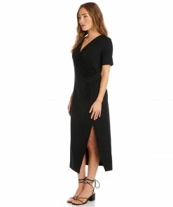 Karen Kane Petite Size Faux Wrap Midi Dress Clothing