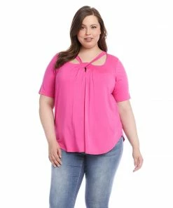 Karen Kane Plus Size Cut Out Shirttail Top