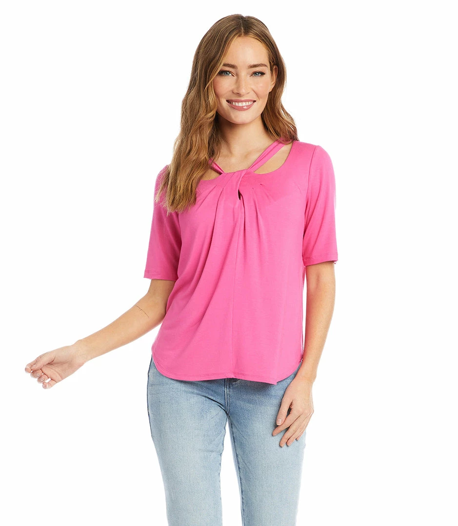 Karen Kane Cut Out Shirttail Top Clothing