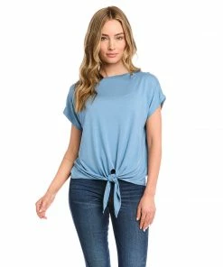 Karen Kane Boatneck Tie Front Top Tops