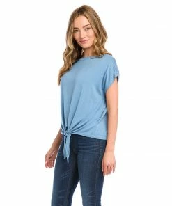 Karen Kane Boatneck Tie Front Top Tops