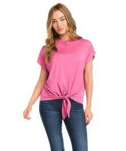 Karen Kane Tops Boatneck Tie Front Top