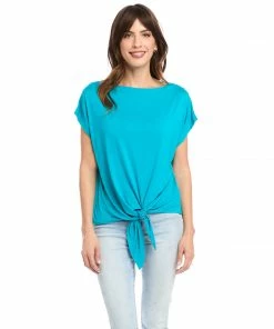Karen Kane Boatneck Tie Front Top Tops