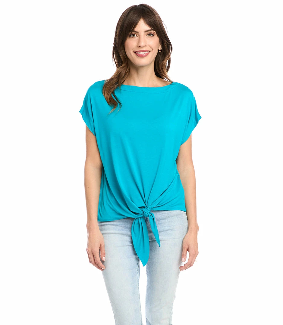 Karen Kane Boatneck Tie Front Top Tops